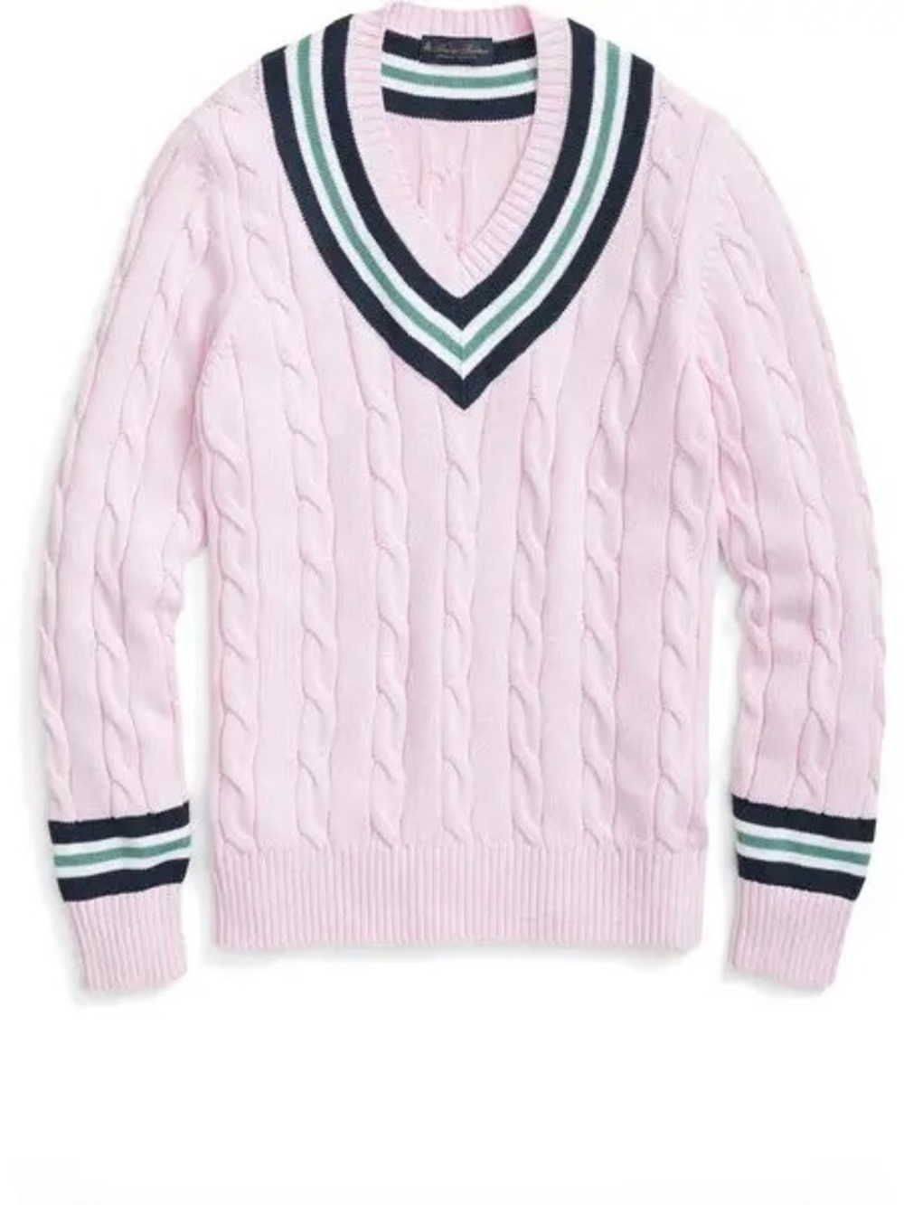 Brooks Brother Supima Cotton Cable Tennis Sweater Light Pink